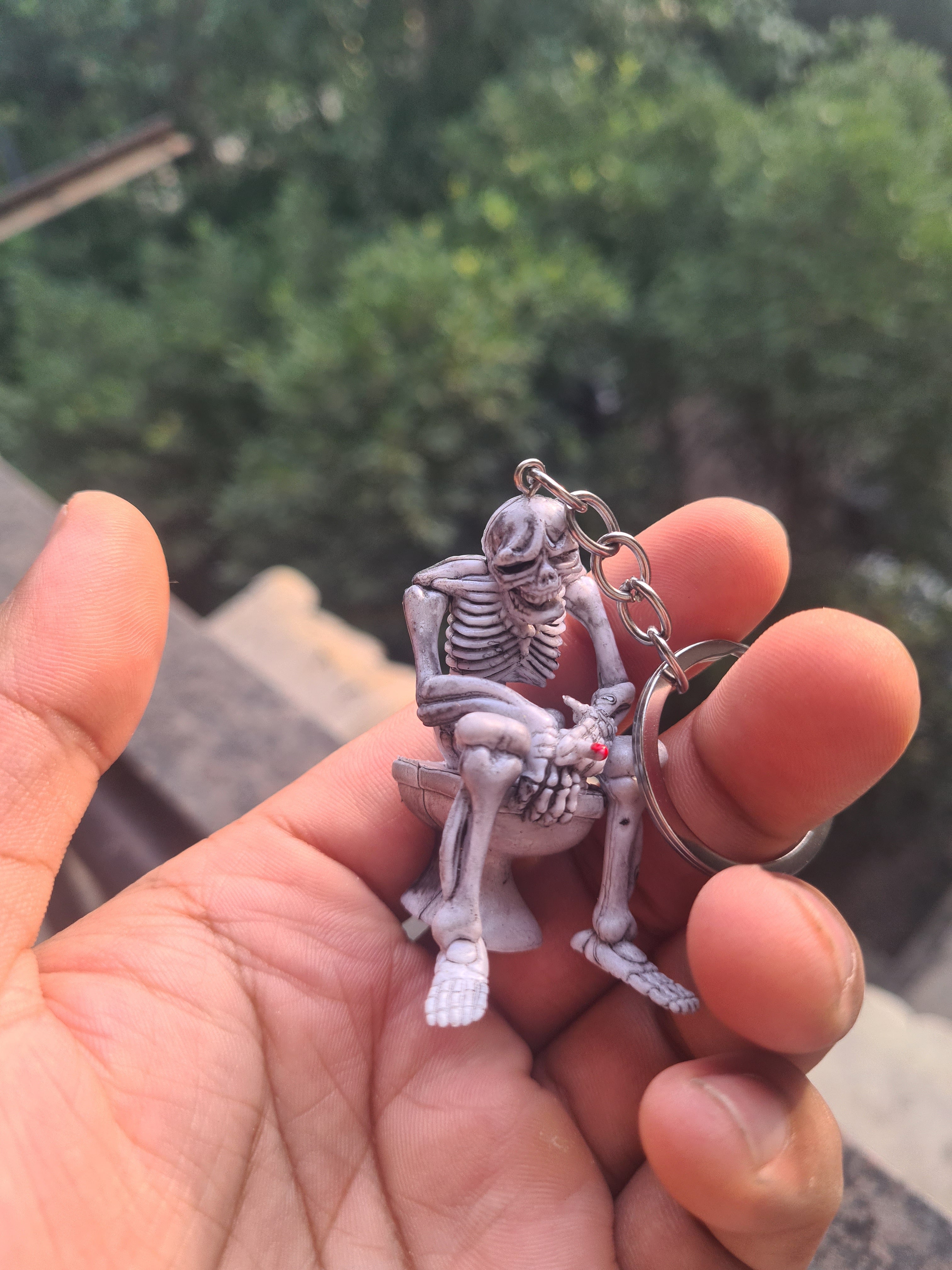No F*cks Given Skeleton Keychain 💀🚬 | Toilet Skeleton | Funny Gothic Collectible
