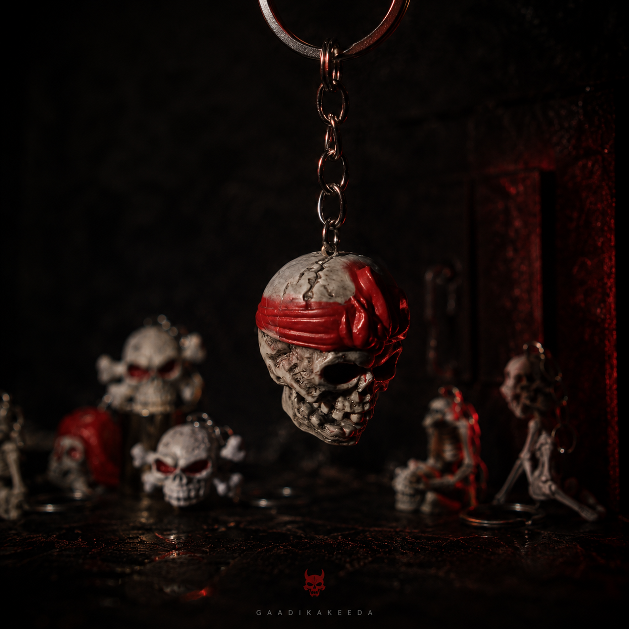 Outlaw Skull Keychain 💀🔥 | Red Bandana Skull | Premium Keychain