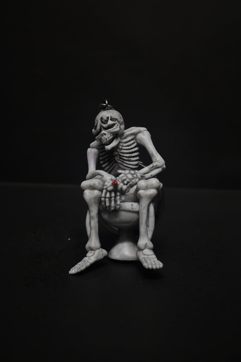 No F*cks Given Skeleton Keychain 💀🚬 | Toilet Skeleton | Funny Gothic Collectible