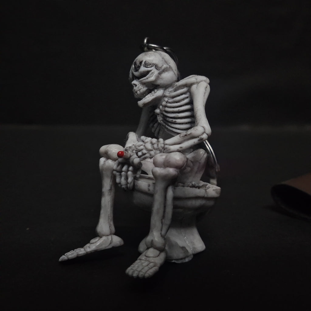 No F*cks Given Skeleton Keychain 💀🚬 | Toilet Skeleton | Funny Gothic Collectible