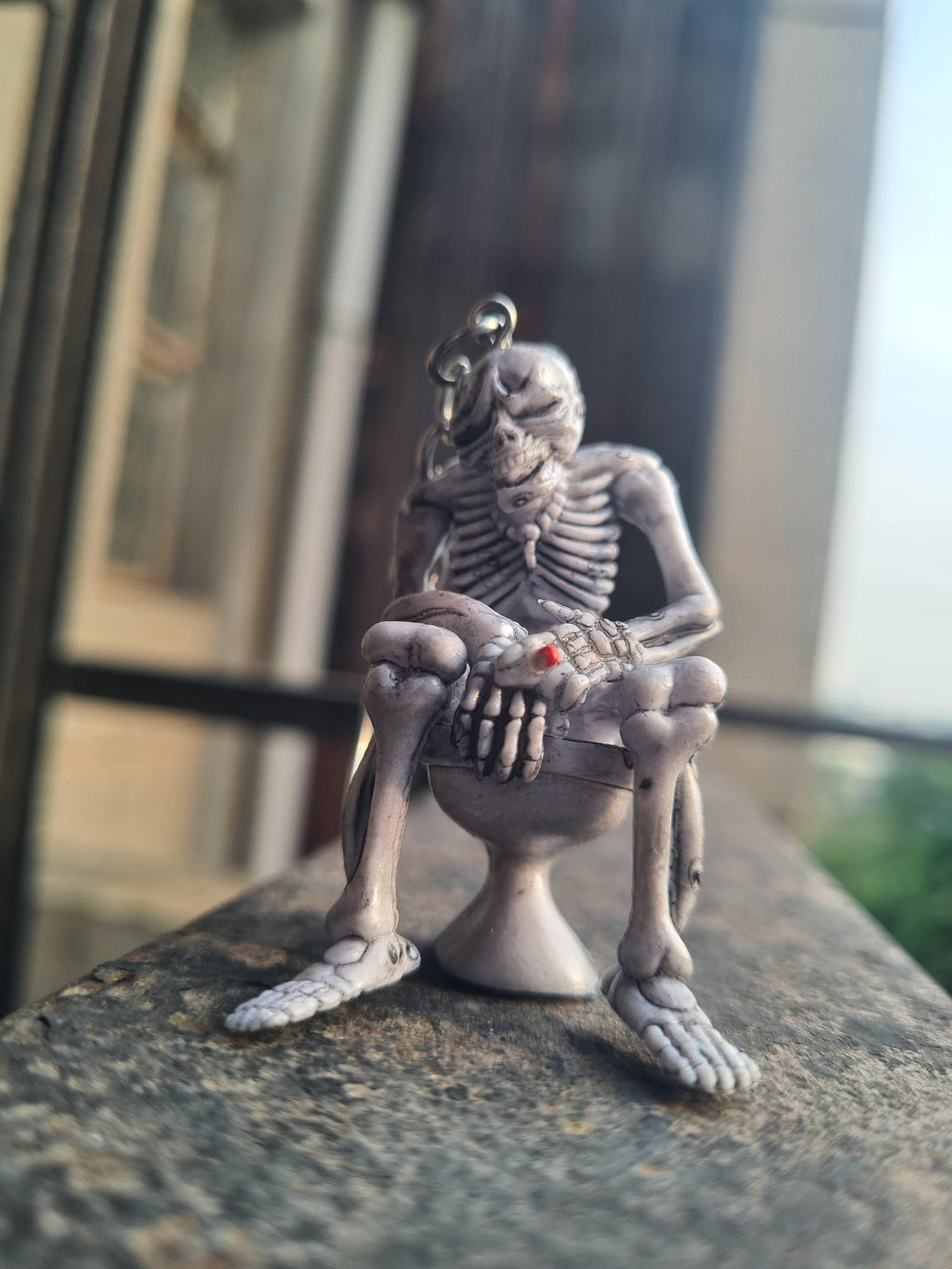 No F*cks Given Skeleton Keychain 💀🚬 | Toilet Skeleton | Funny Gothic Collectible