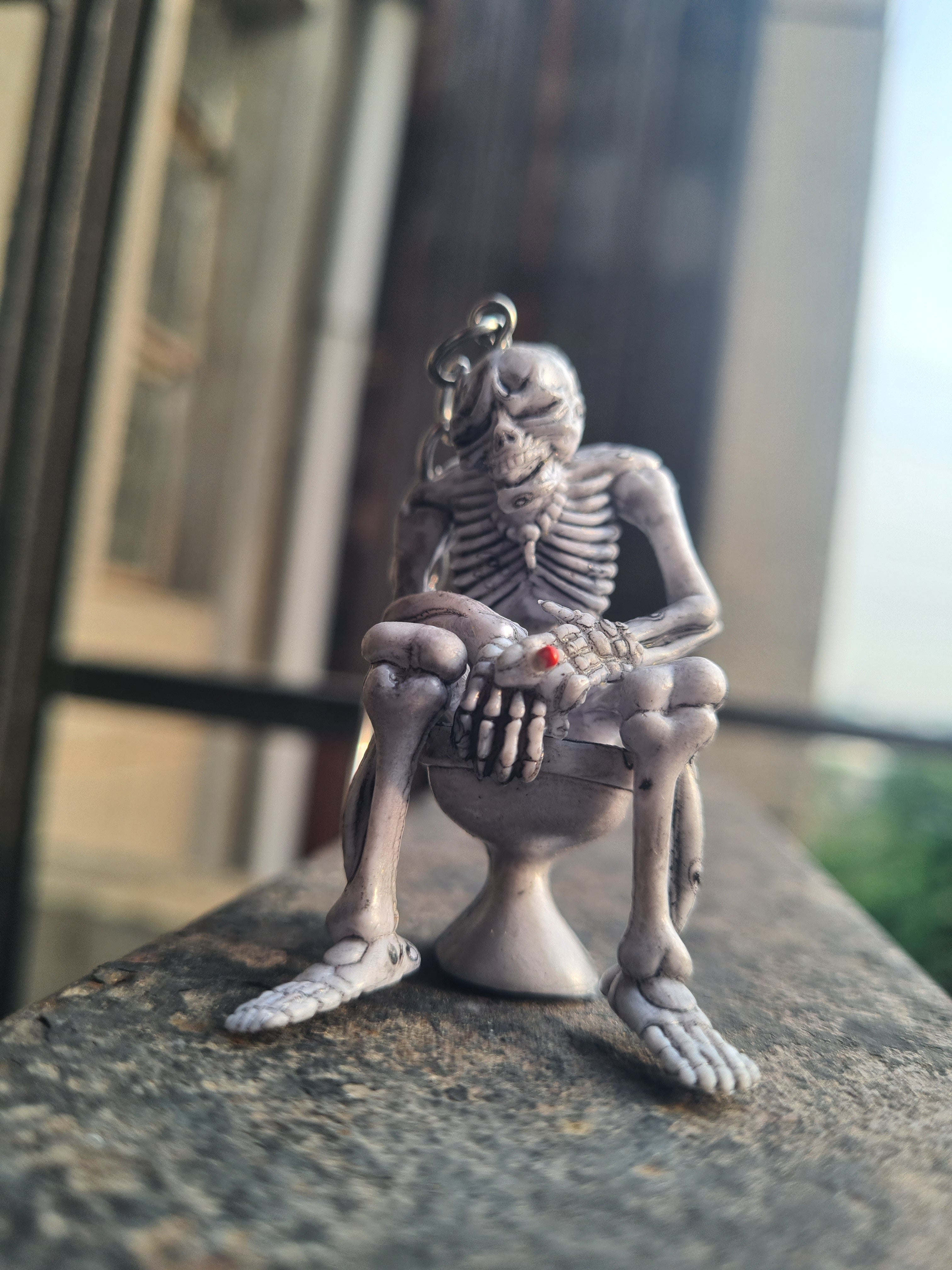 No F*cks Given Skeleton Keychain 💀🚬 | Toilet Skeleton | Funny Gothic Collectible