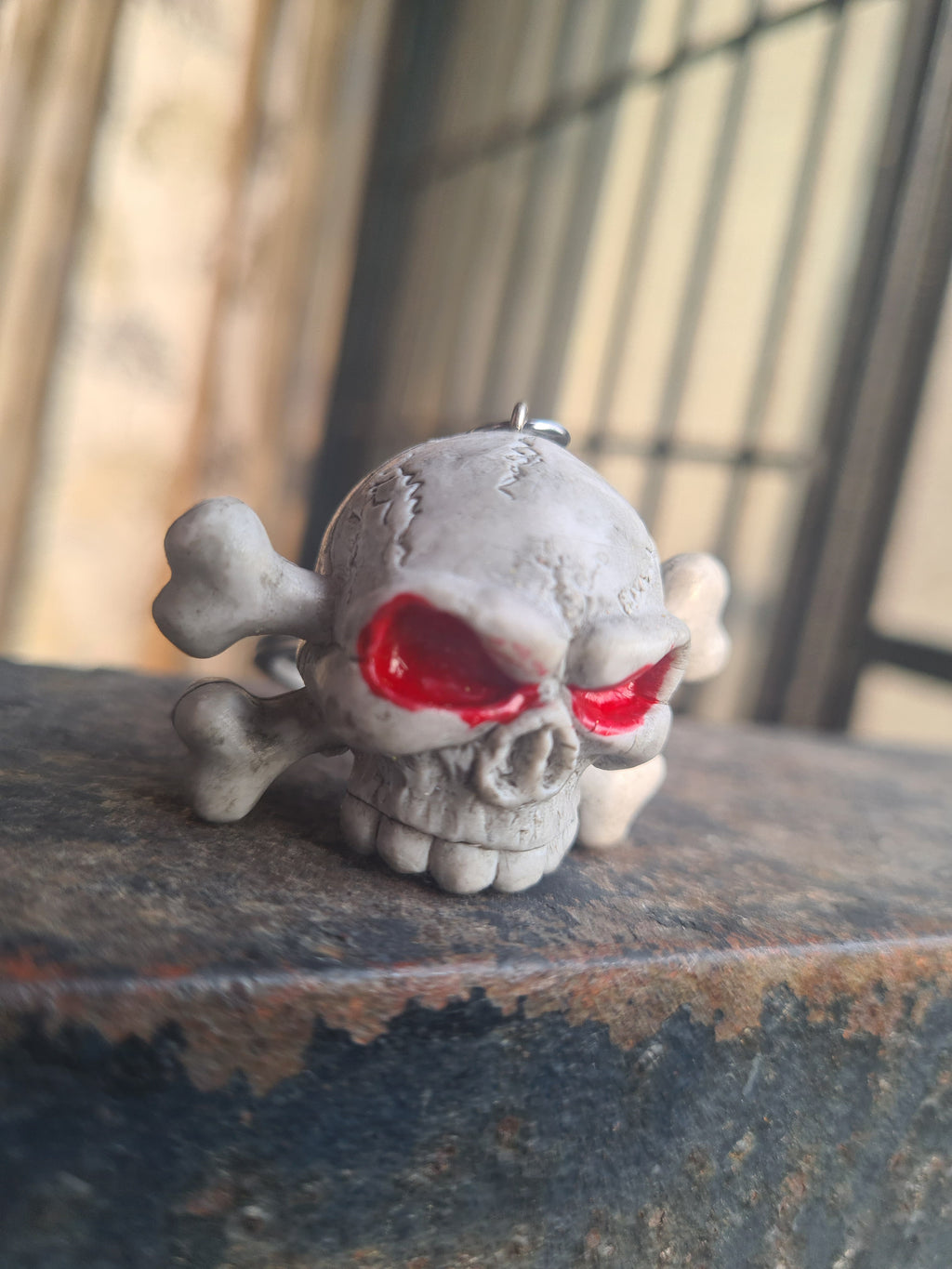 Jolly Rogue Skull Keychain ☠️ | Red-Eyed Crossbones | Premium Gothic Keychain