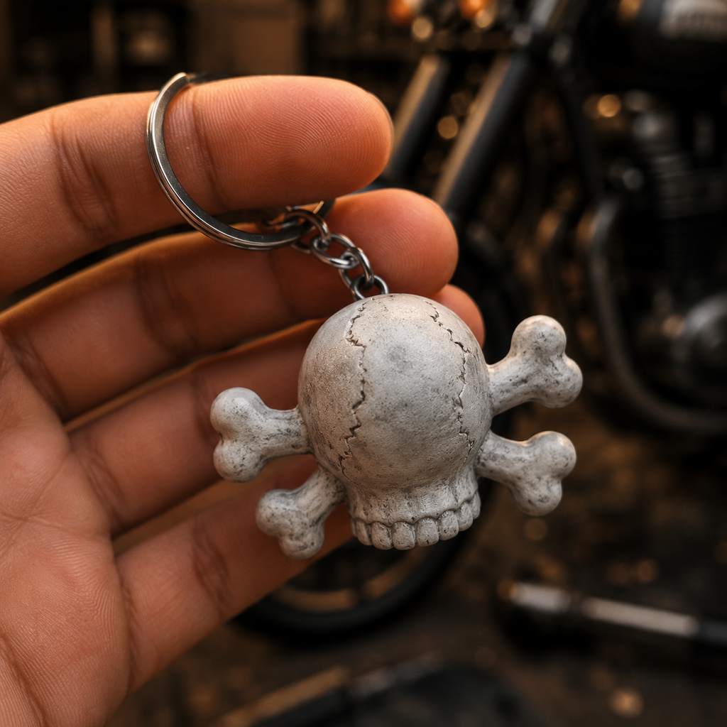 Jolly Rogue Skull Keychain ☠️ | Red-Eyed Crossbones | Premium Gothic Keychain