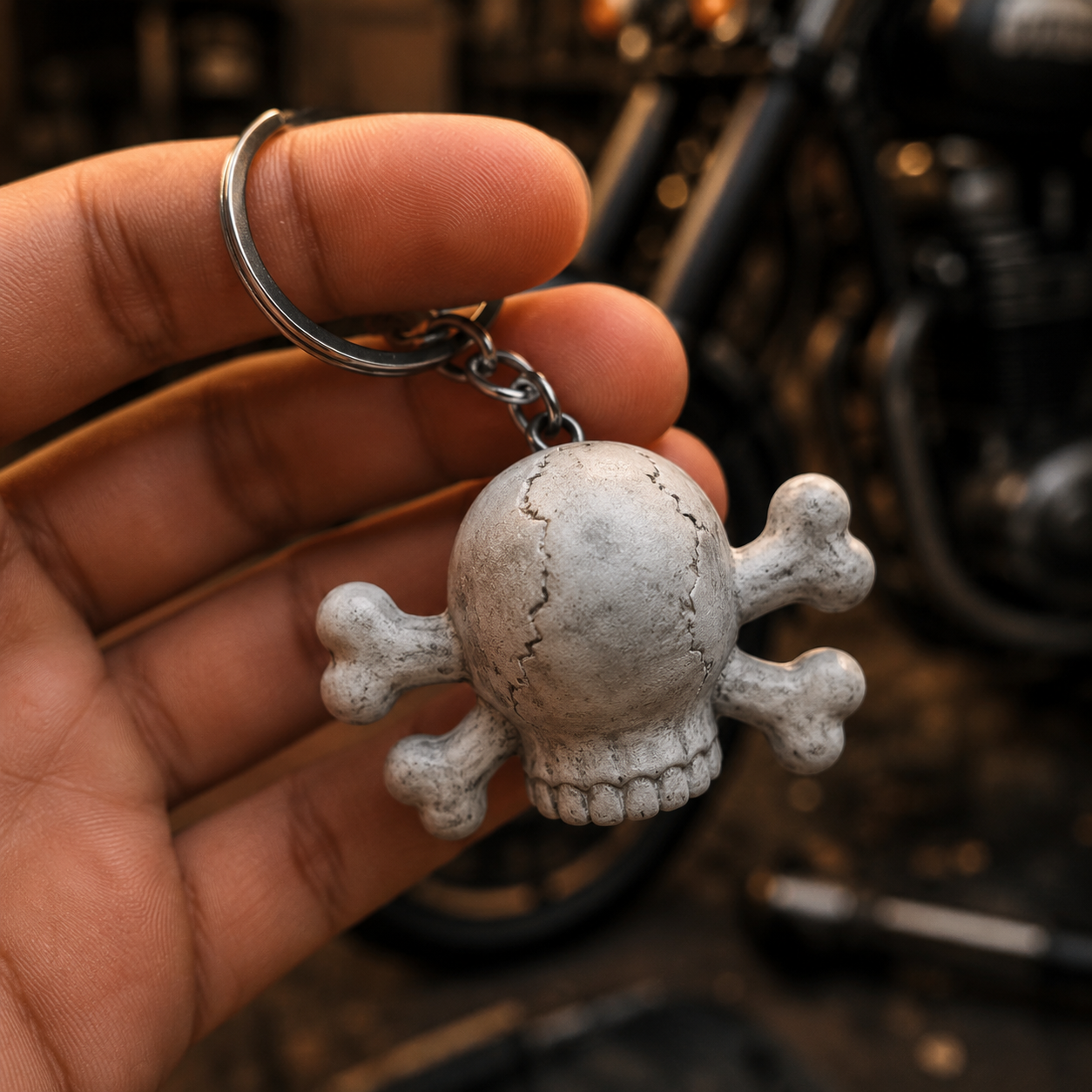 Jolly Rogue Skull Keychain ☠️ | Red-Eyed Crossbones | Premium Gothic Keychain