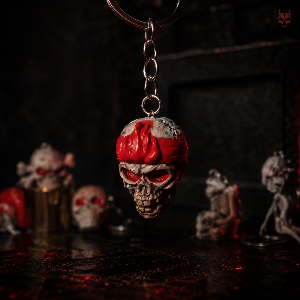 Outlaw Skull Keychain 💀🔥 | Red Bandana Skull | Premium Keychain