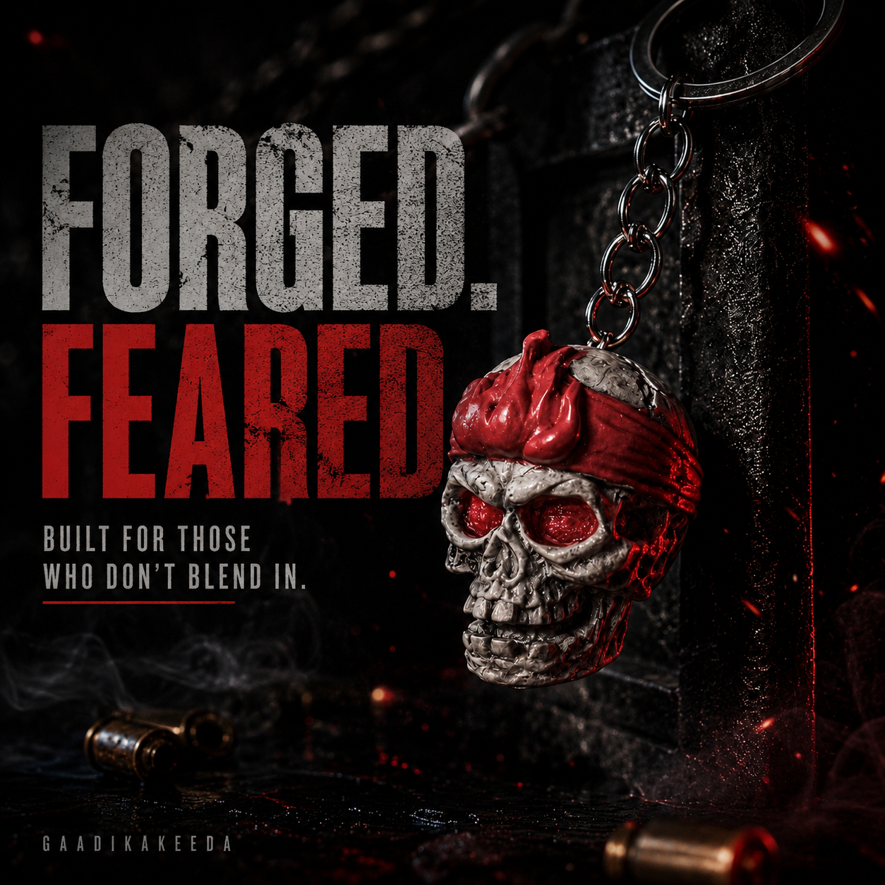 Outlaw Skull Keychain 💀🔥 | Red Bandana Skull | Premium Keychain