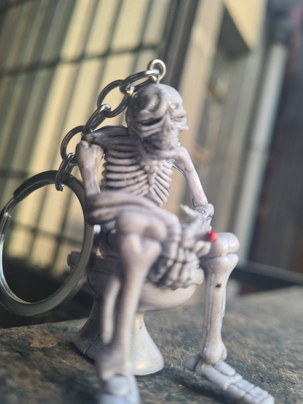 No F*cks Given Skeleton Keychain 💀🚬 | Toilet Skeleton | Funny Gothic Collectible