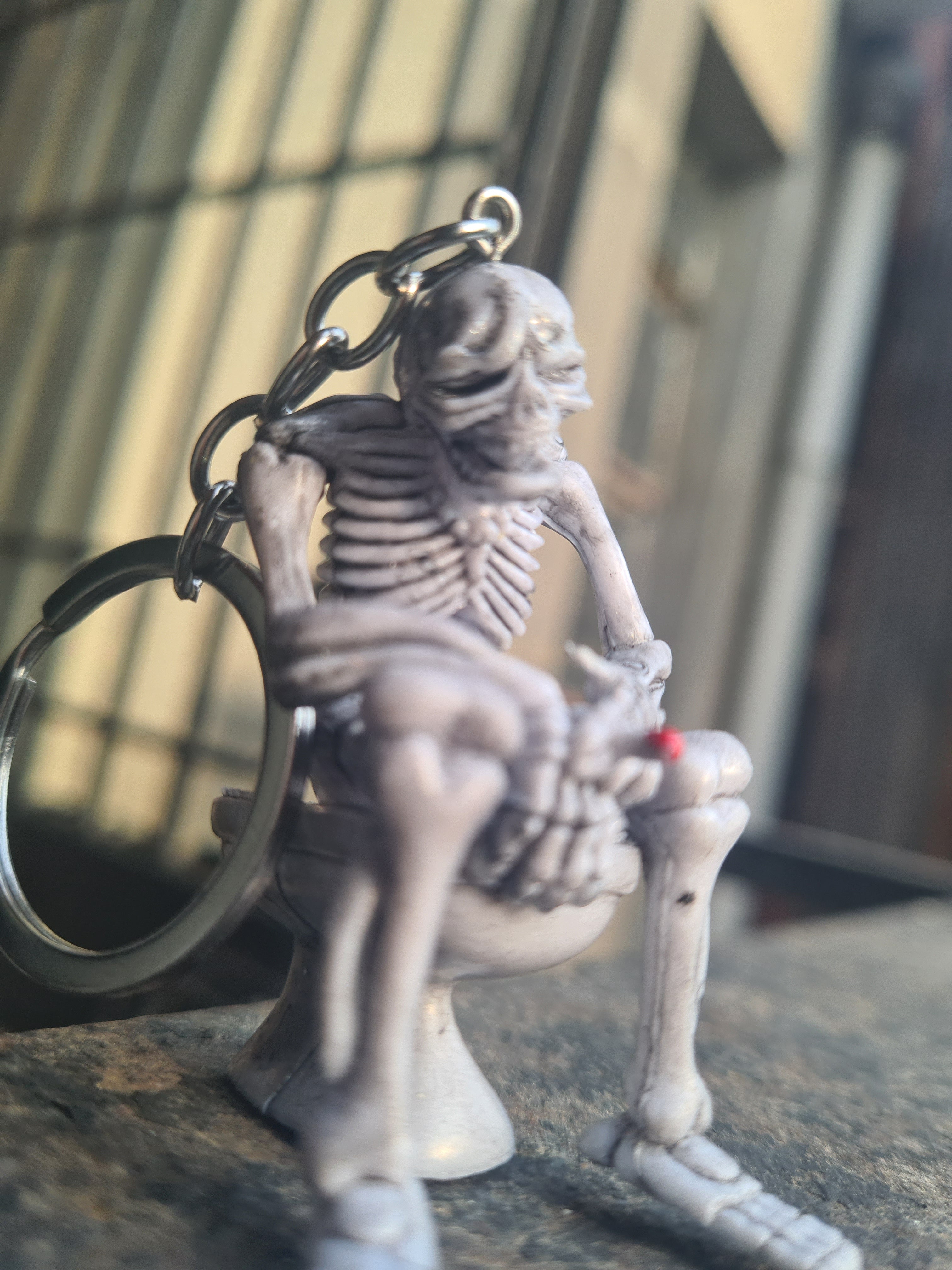 No F*cks Given Skeleton Keychain 💀🚬 | Toilet Skeleton | Funny Gothic Collectible