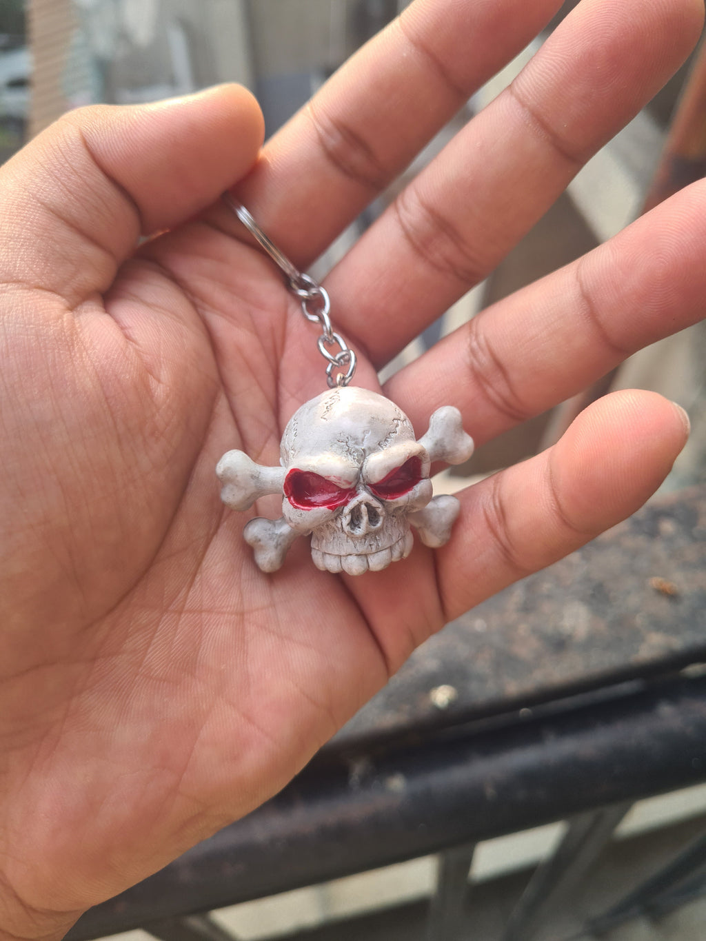 Jolly Rogue Skull Keychain ☠️ | Red-Eyed Crossbones | Premium Gothic Keychain