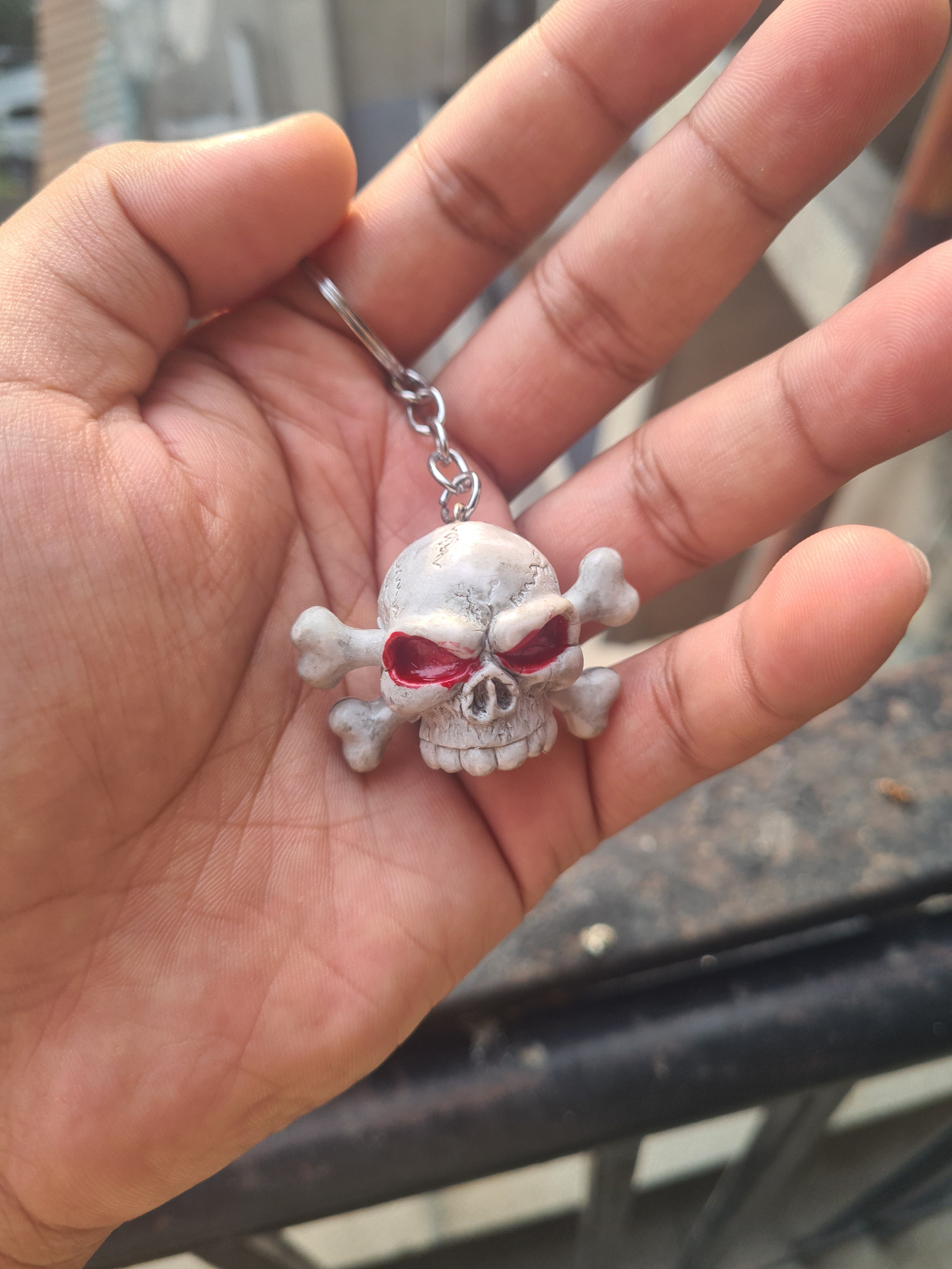 Jolly Rogue Skull Keychain ☠️ | Red-Eyed Crossbones | Premium Gothic Keychain