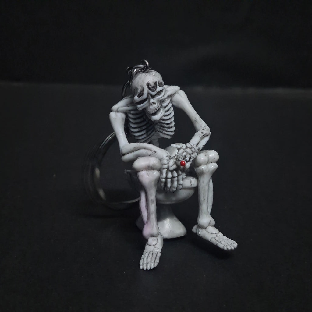 No F*cks Given Skeleton Keychain 💀🚬 | Toilet Skeleton | Funny Gothic Collectible